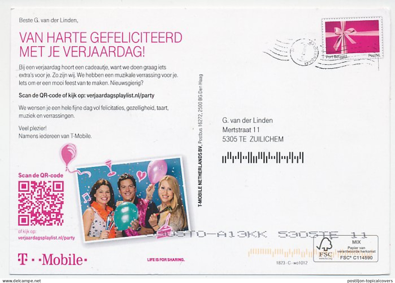 Port Betaald PostNL - T Mobile - Voorgedrukt Zegel (klein ) - Autres & Non Classés