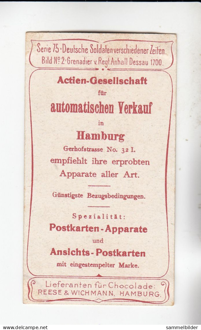 Actien Gesellschaft Deutsche Soldaten Verschiedener Zeiten Grenadier Regt Anhalt Dessau 1700  Serie  75 #2 Von 1900 - Stollwerck