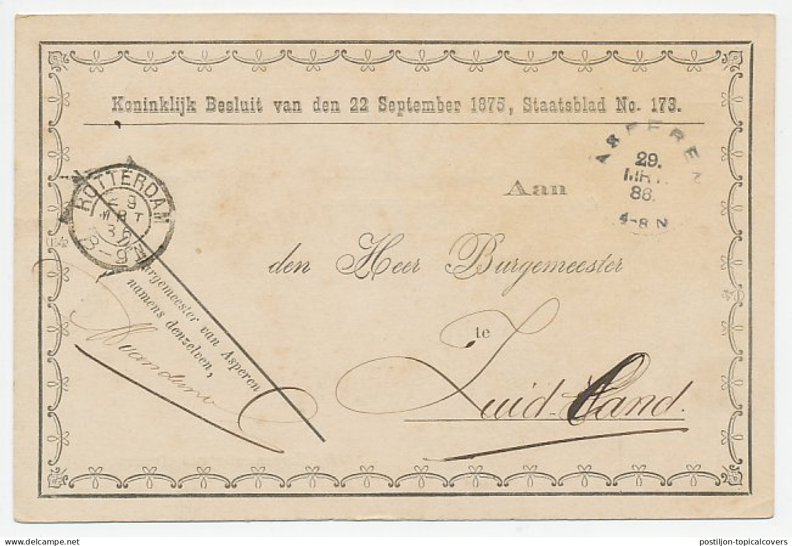 Asperen1886 - Caoutchoucstempel - Cartas & Documentos