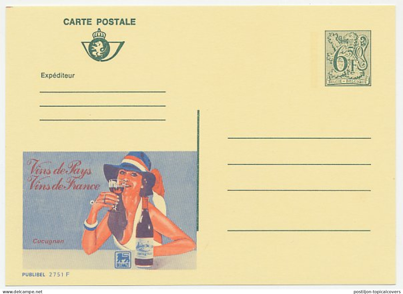 Publibel - Postal Stationery Belgium 1980 Wine - Vini E Alcolici