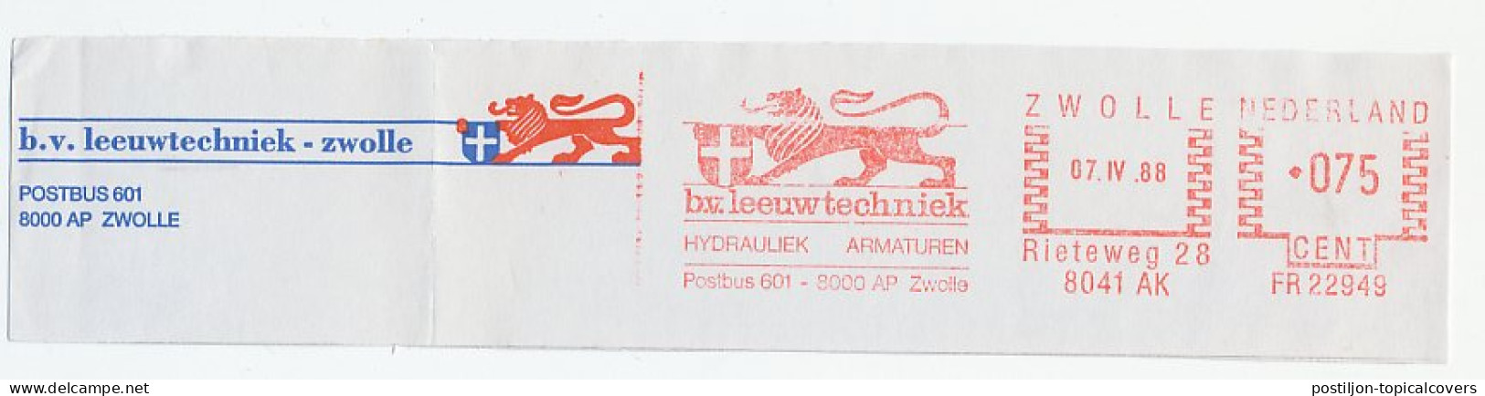 Meter Top Cut Netherlands 1988 Coat Of Arms - Lion - Autres & Non Classés