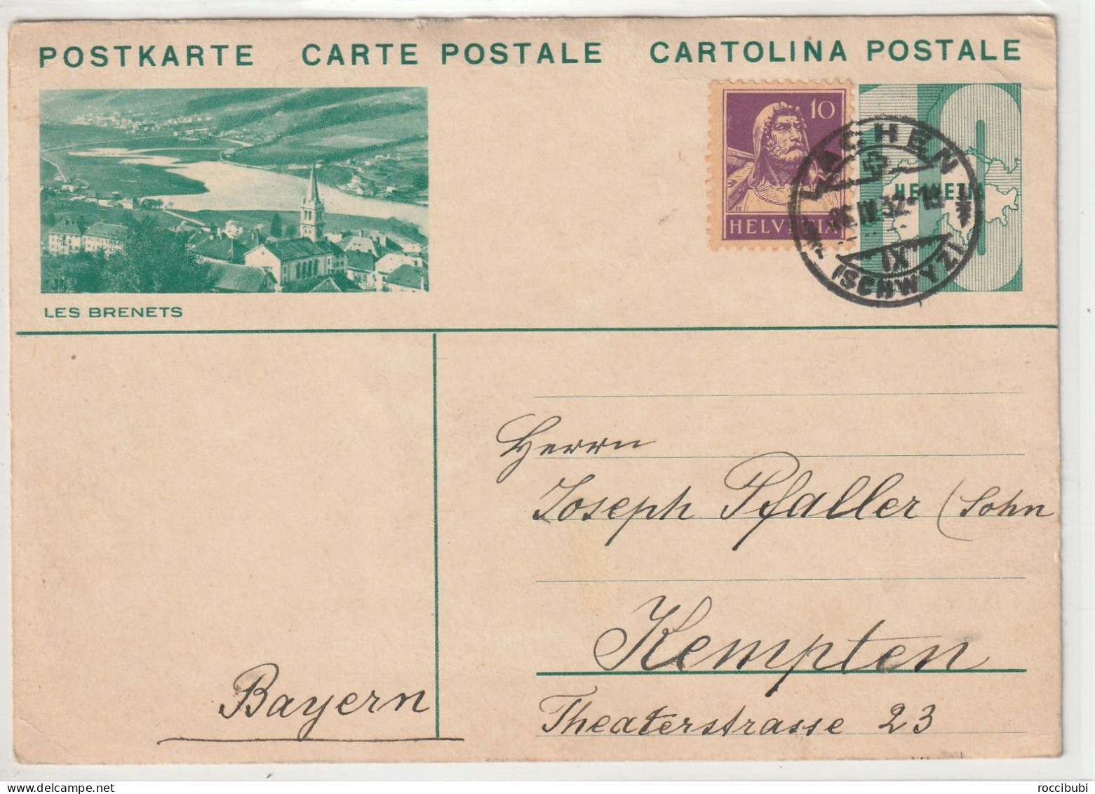 Schweiz Lachen Nach Kempten (Bayern) - Stamped Stationery