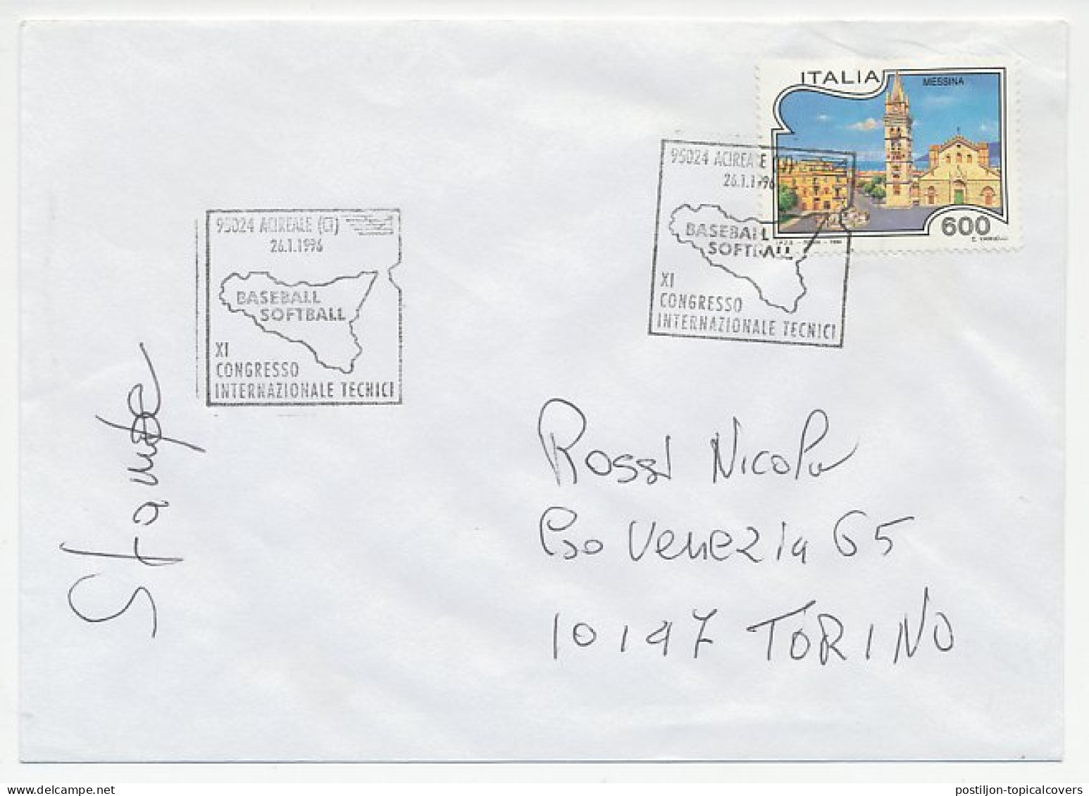 Cover / Postmark Italy 1996 Baseball - Softball - Other & Unclassified