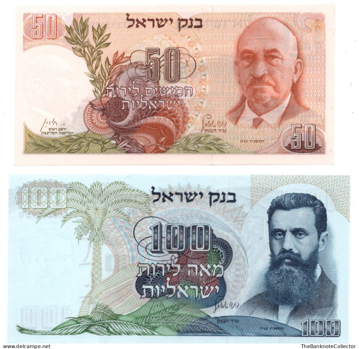 Israel 5-10-50-100 Lirot 1968 Set 4 Pcs Aunc-unc - Israel