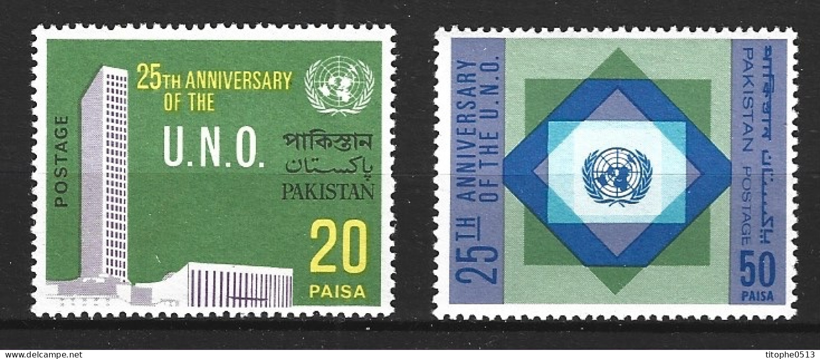 PAKISTAN. N°283-4 De 1970. ONU. - UNO