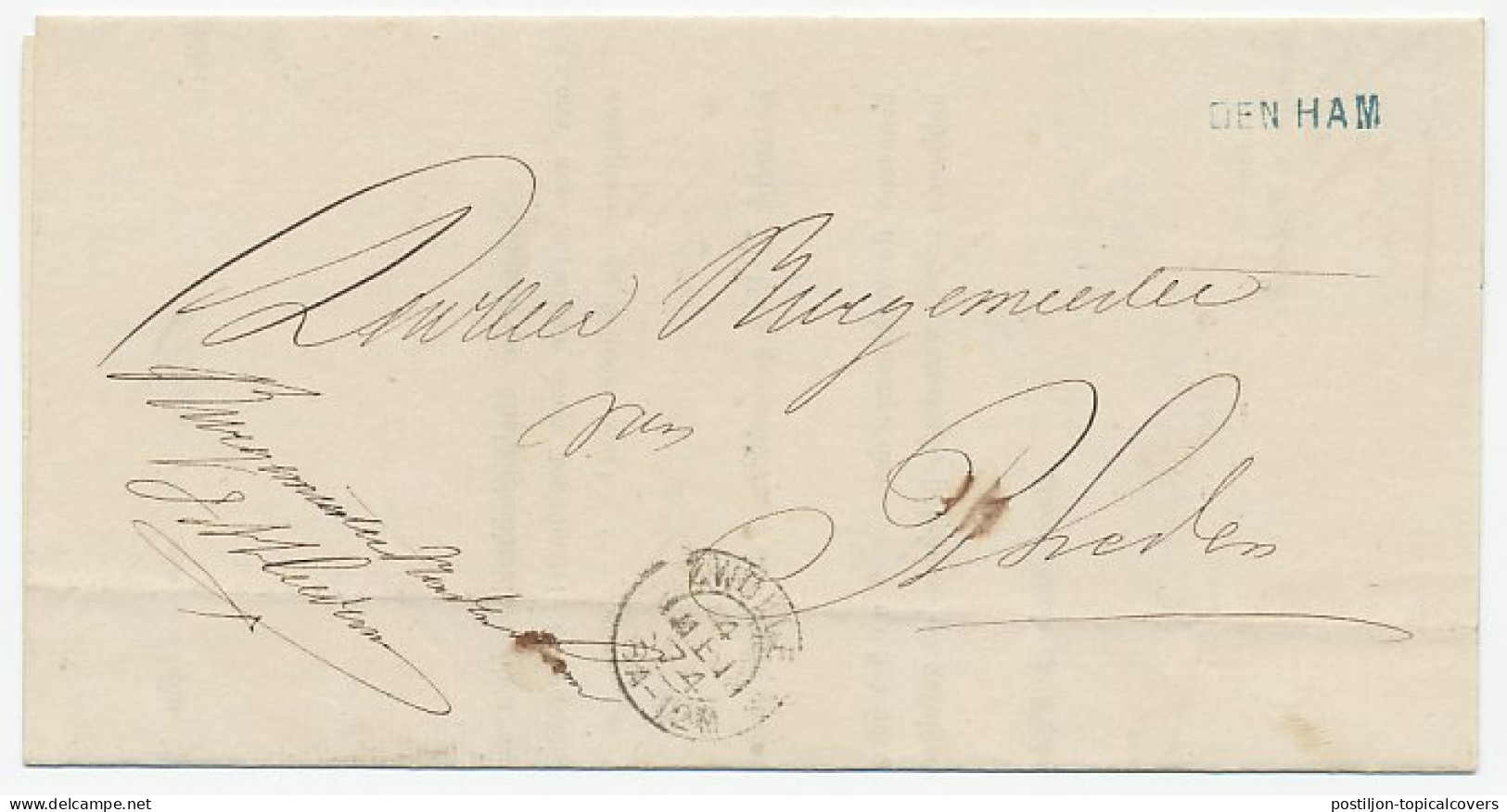Naamstempel Den Ham 1874 - Lettres & Documents