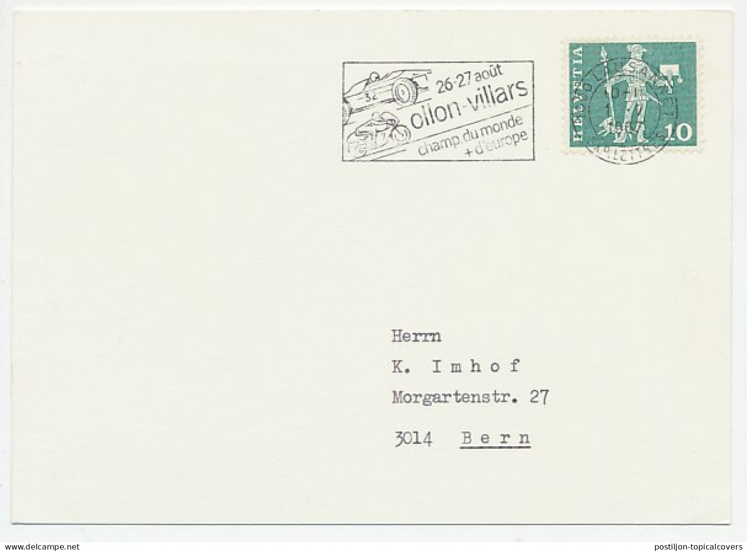 Card / Postmark Switzerland 1967 Car Race - Motorcycle Race - World Championship - Other & Unclassified