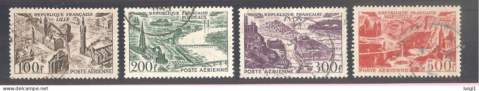 FRANCE - Série Vues Stylisées De Grandes Villes 1949. Y&T N° PA 24 à 27. Oblitérée - 1927-1959 Gebraucht