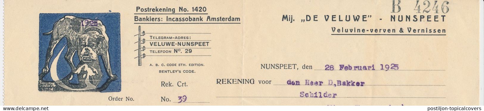 Nota Nunspeet 1925 - Veluvine - Verven - Vernissen -Hond Bulldog - Nederland