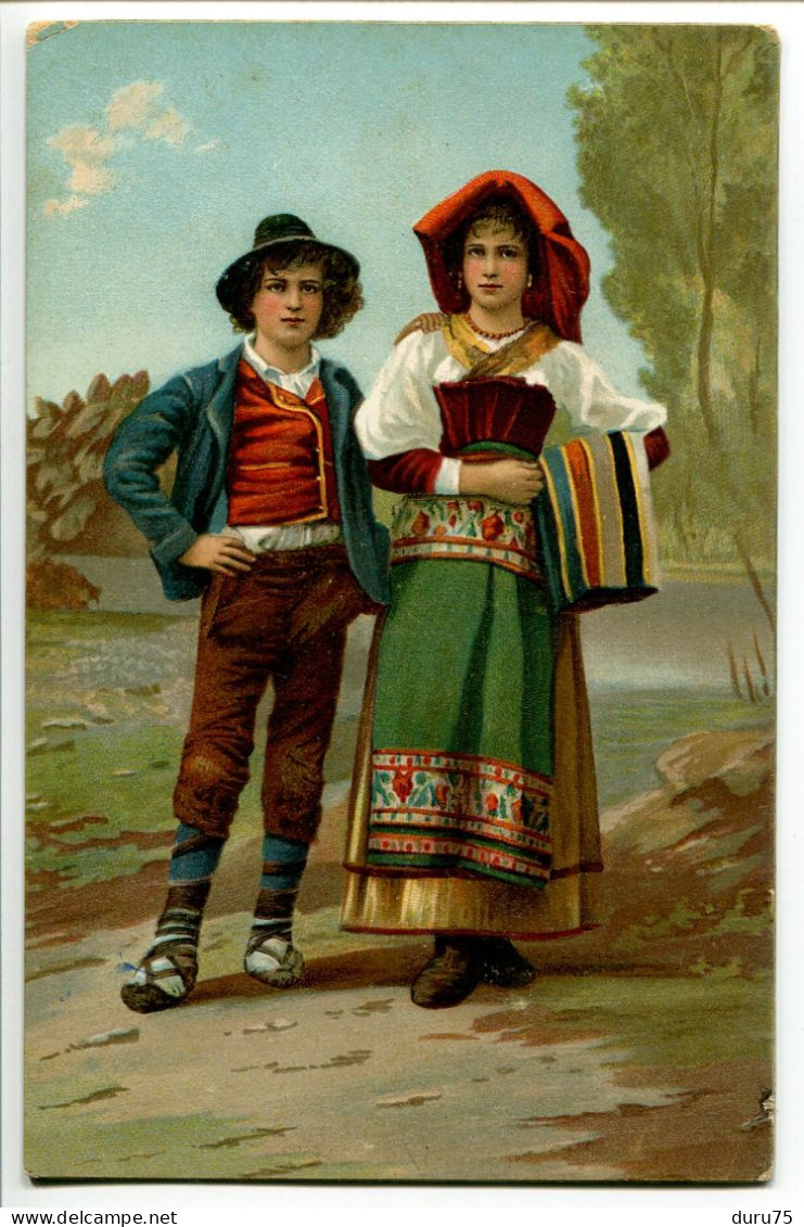 Pionnière Couleur * Couple Jeune Homme Femme En Costume Folklorique ALLEMAGNE Editeur Stengel à DRESDE - Couples