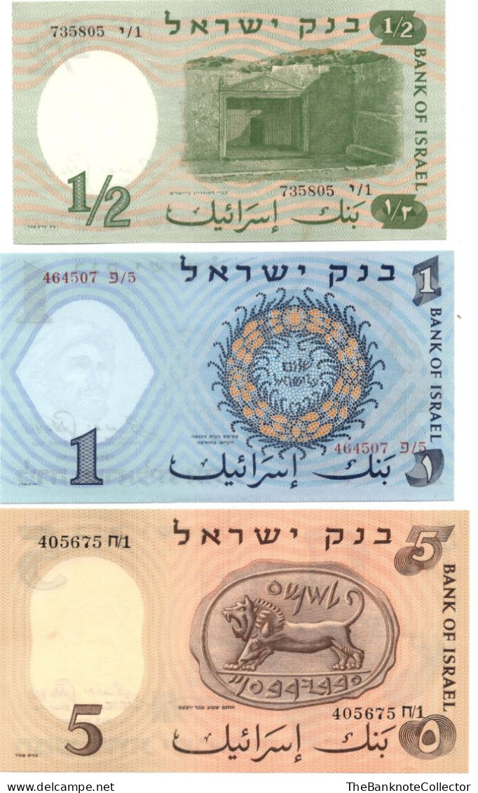 Israel 1/2 - 1-5-10-50 Lirot 1958 Set 5 Pieces Unc - Israël