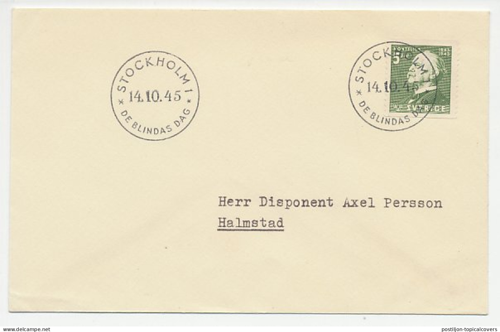 Cover / Postmark 1945 Day Of The Blind - Handicaps
