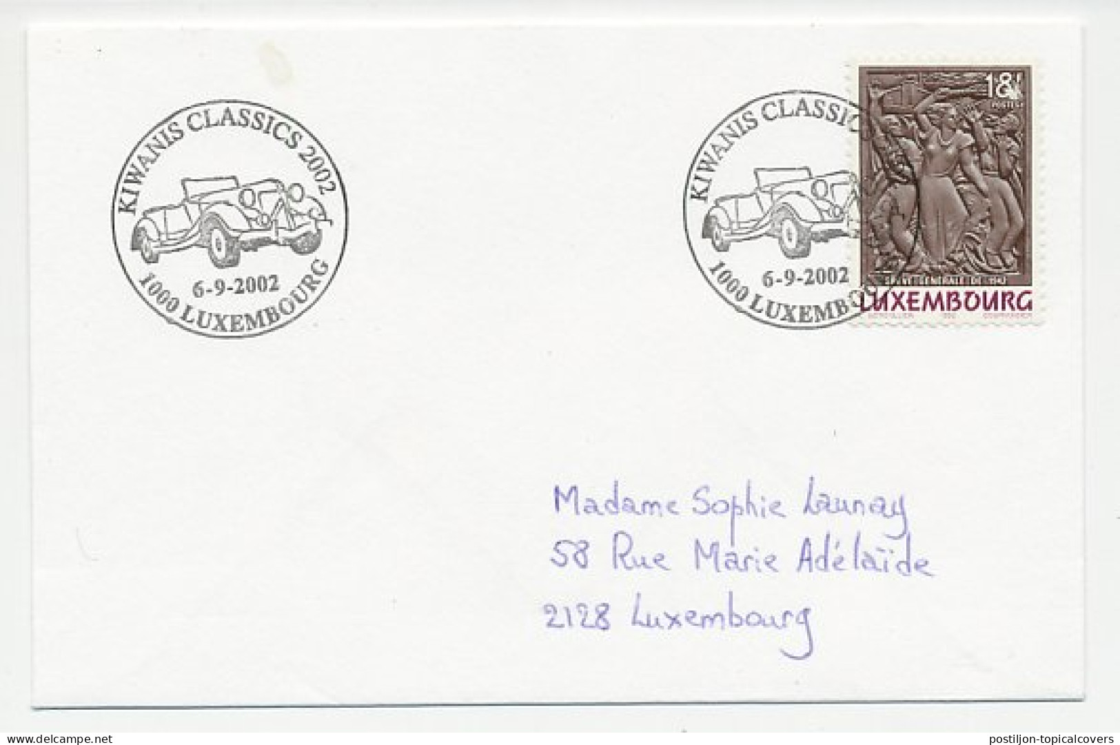 Cover / Postmark Luxembourg 2002 Oldsmobile - Auto's