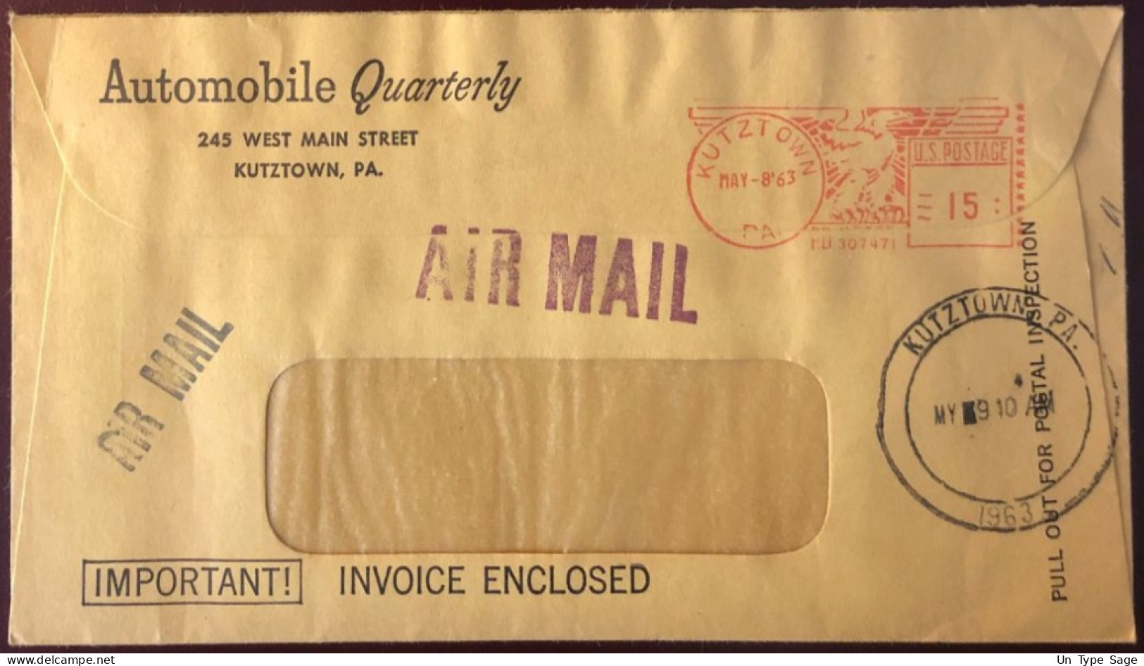 Etats-Unis, Oblitération Mécanique Sur Enveloppe De KUTZTOWN, PA 8.5.1963 - (B2722) - Marcophilie