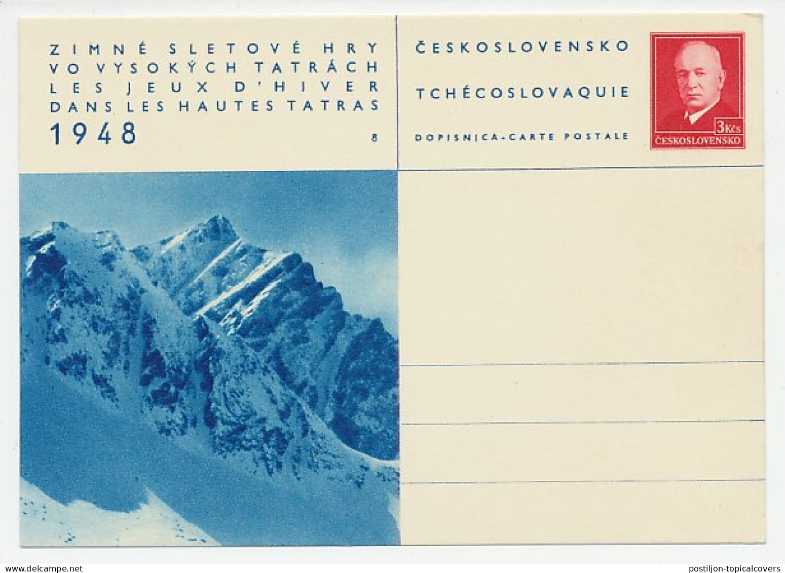 Postal Stationery Czechoslovakia 1948 Mountains - Winter Games - Altri & Non Classificati