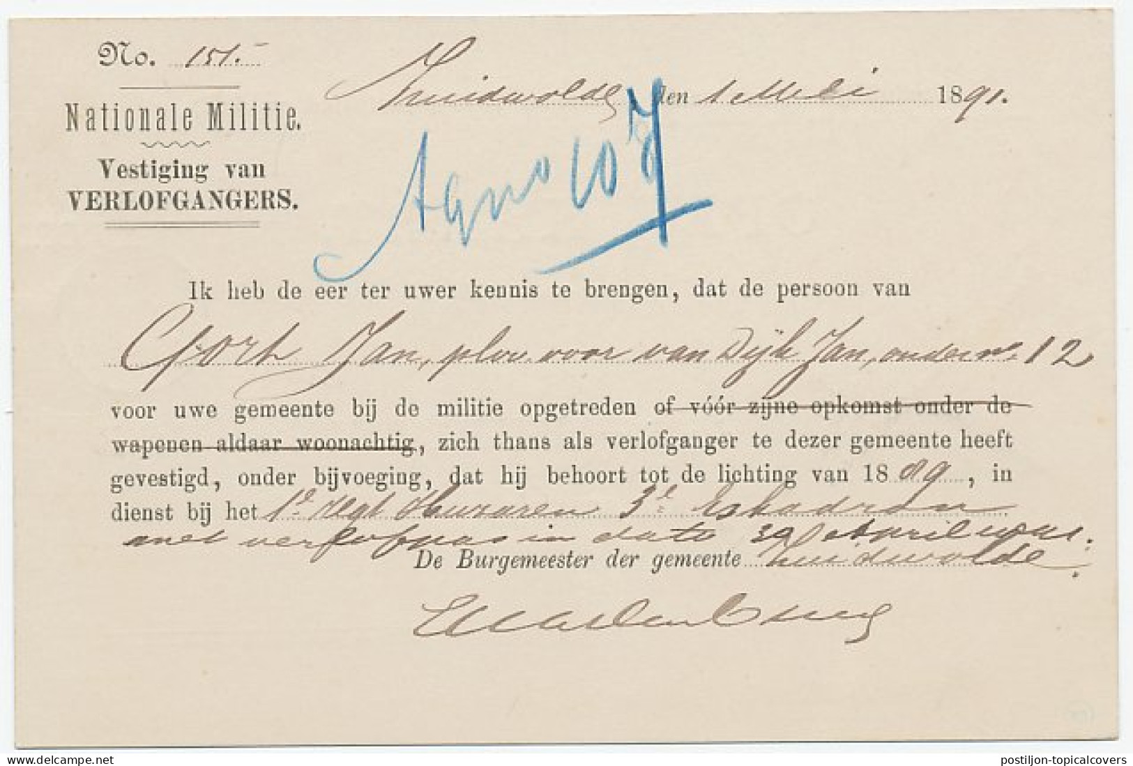 Naamstempel Zuidwolde (Dr:) 1891 - Brieven En Documenten