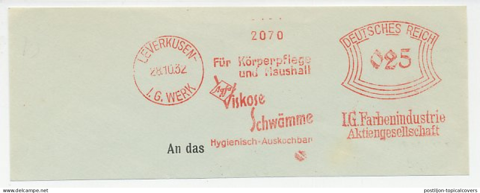 Meter Cut Deutsches Reich / Germany 1932 Agfa - Viscose Sponge - Ohne Zuordnung