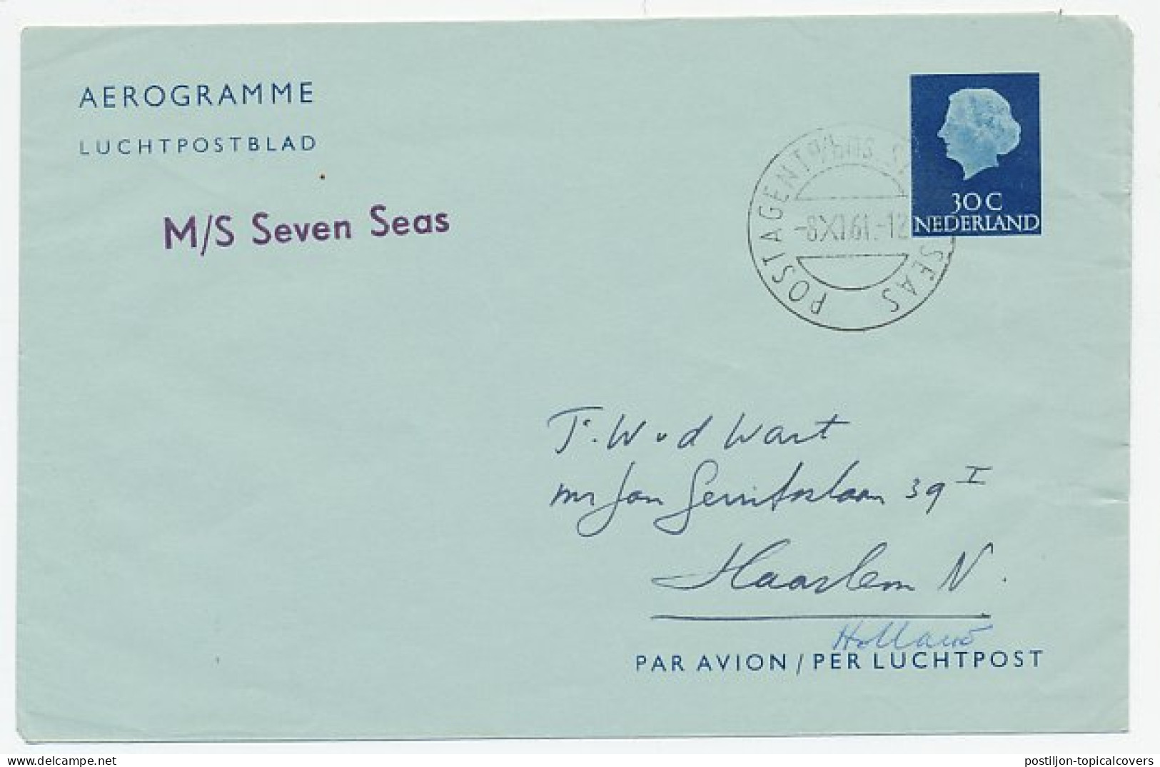Postagent MS Seven Seas 1961 : Naar Haarlem - Non Classés