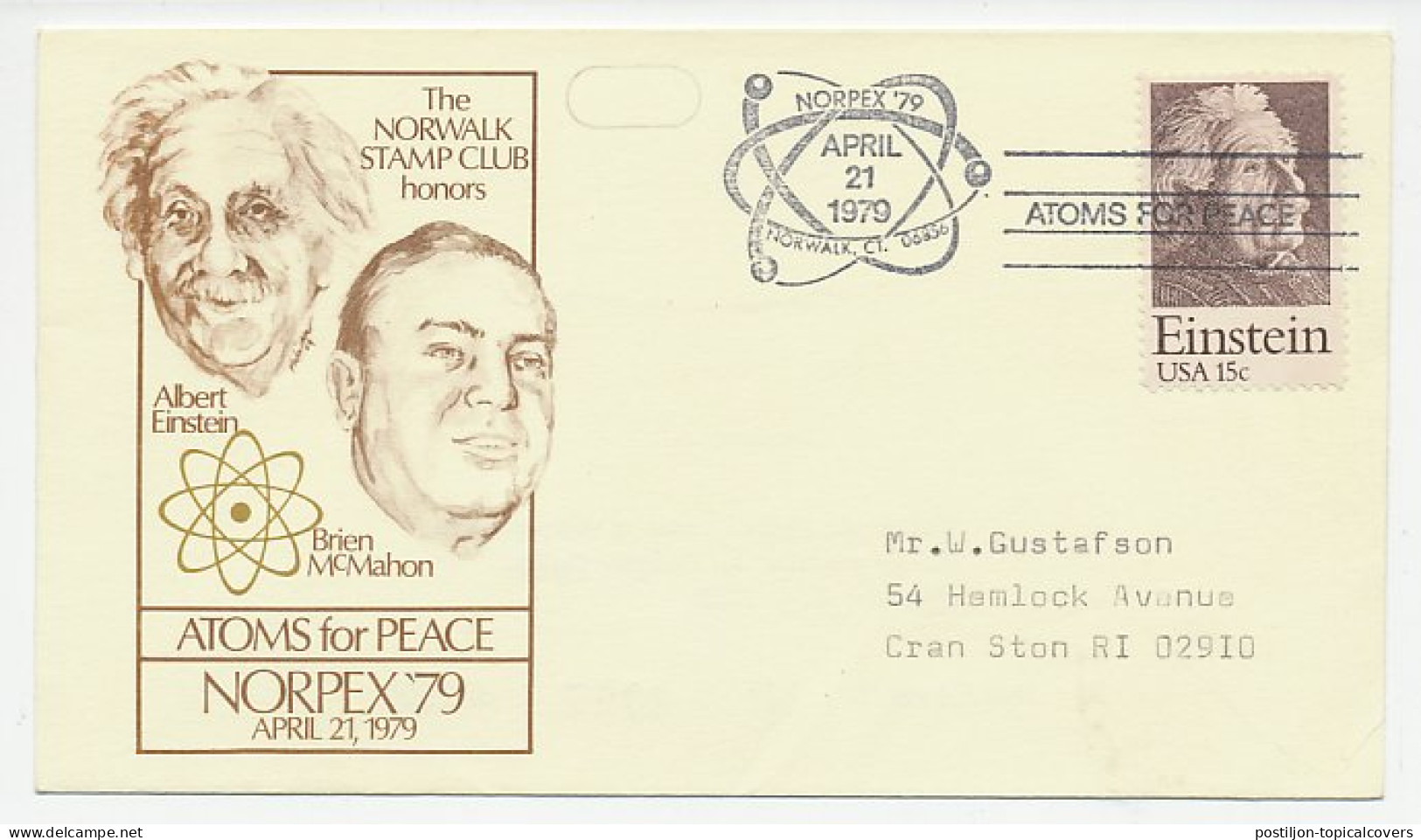 Cover / Postmark USA 1979 Albert Einstein - Brien McMahon = Atoms For Peace - Andere & Zonder Classificatie