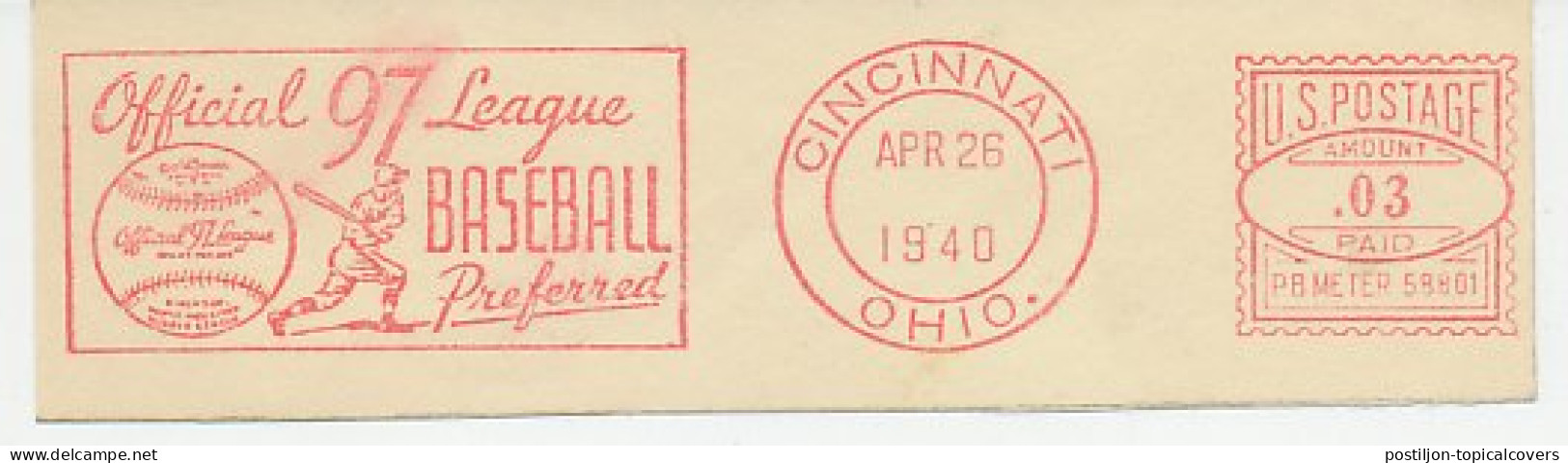 Meter Cut USA 1940 Baseball - Official 97 League - Sonstige & Ohne Zuordnung