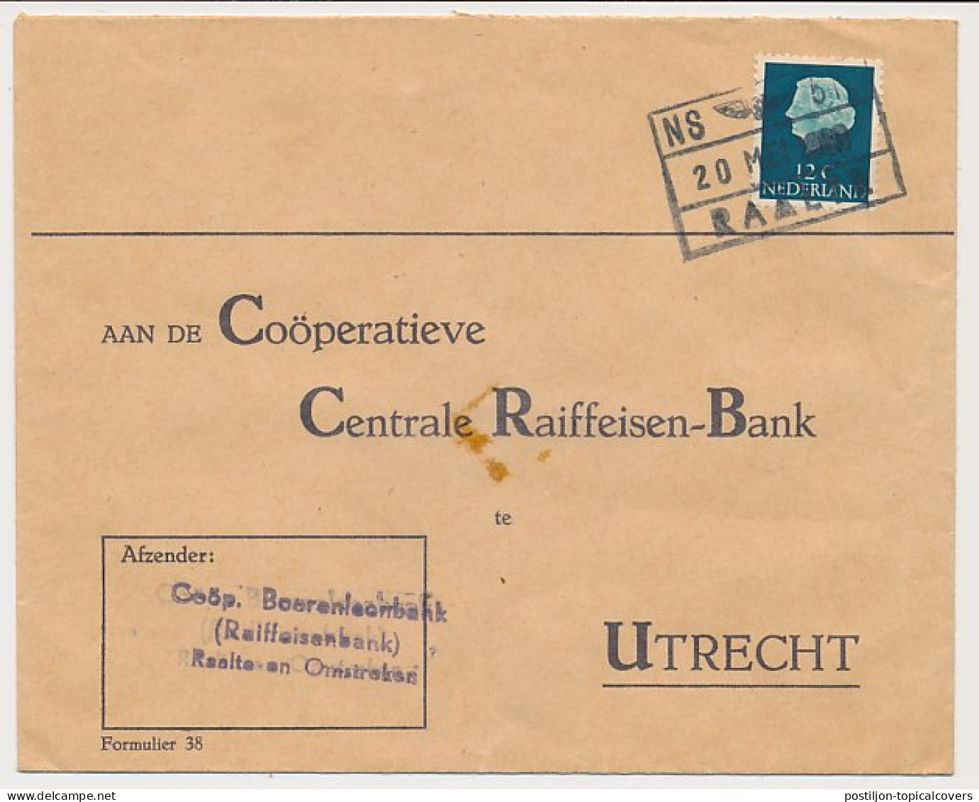 Treinbrief Raalte - Utrecht 1960 - Sin Clasificación