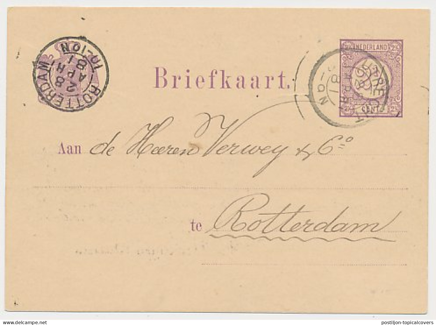 Spoorwegbriefkaart G. MESS18 B - Utrecht - Rotterdam 1881 - Postal Stationery