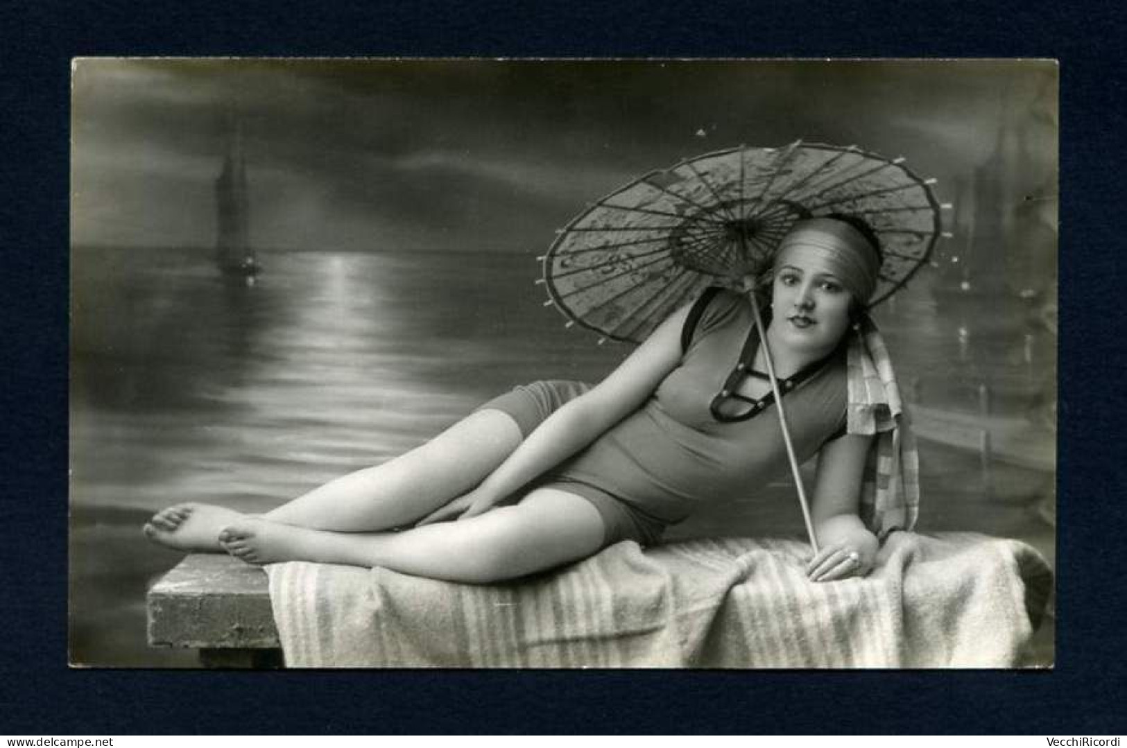 Sexy Girl W/ Umbrella 1910c Photo Postcard - Women
