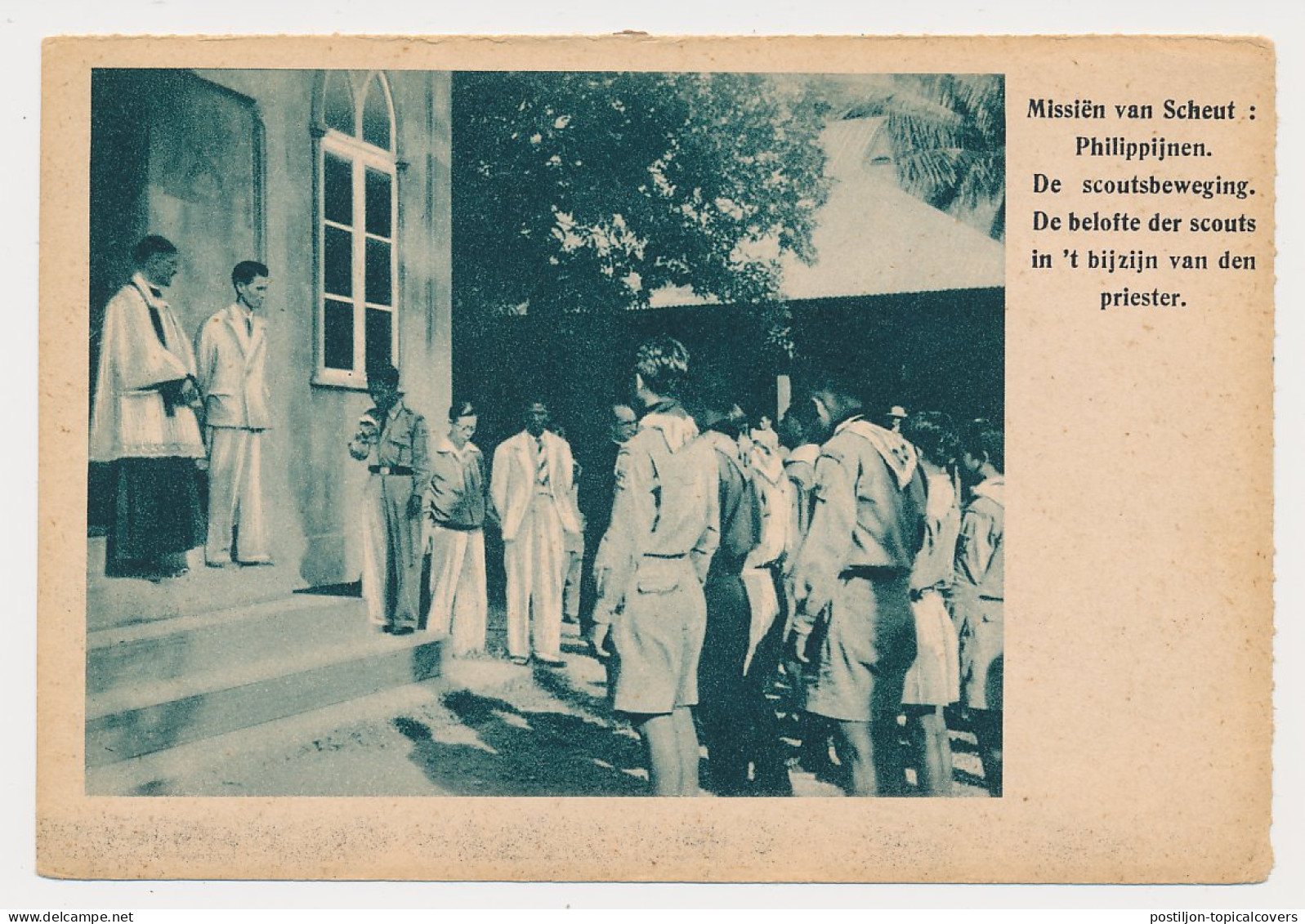 Unused Postcard Philippines The Promise Of The Scouts, In The Presence Of The Priest - Andere & Zonder Classificatie