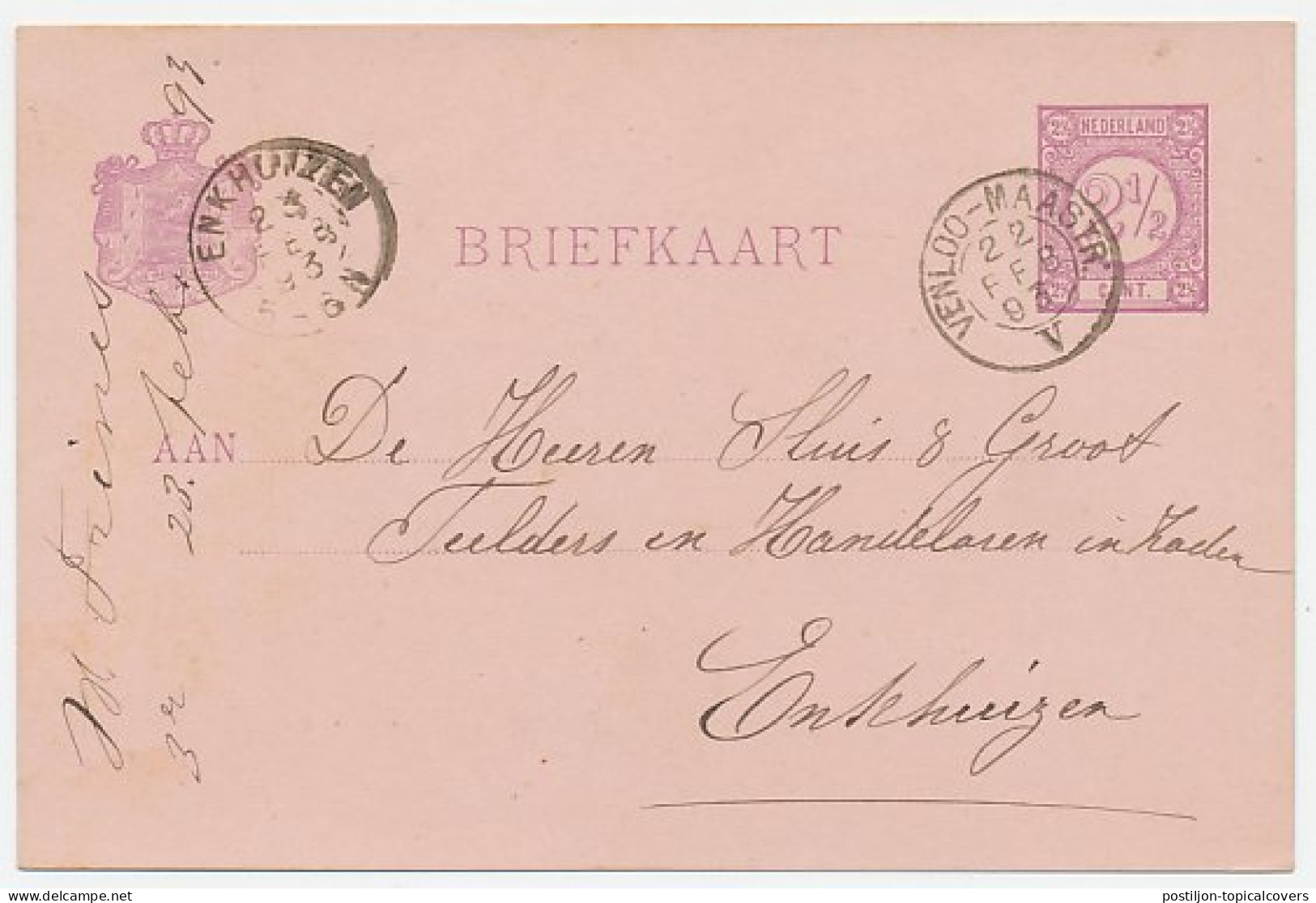 Trein Kleinrondstempel : Venloo - Maastricht V 1893 - Covers & Documents