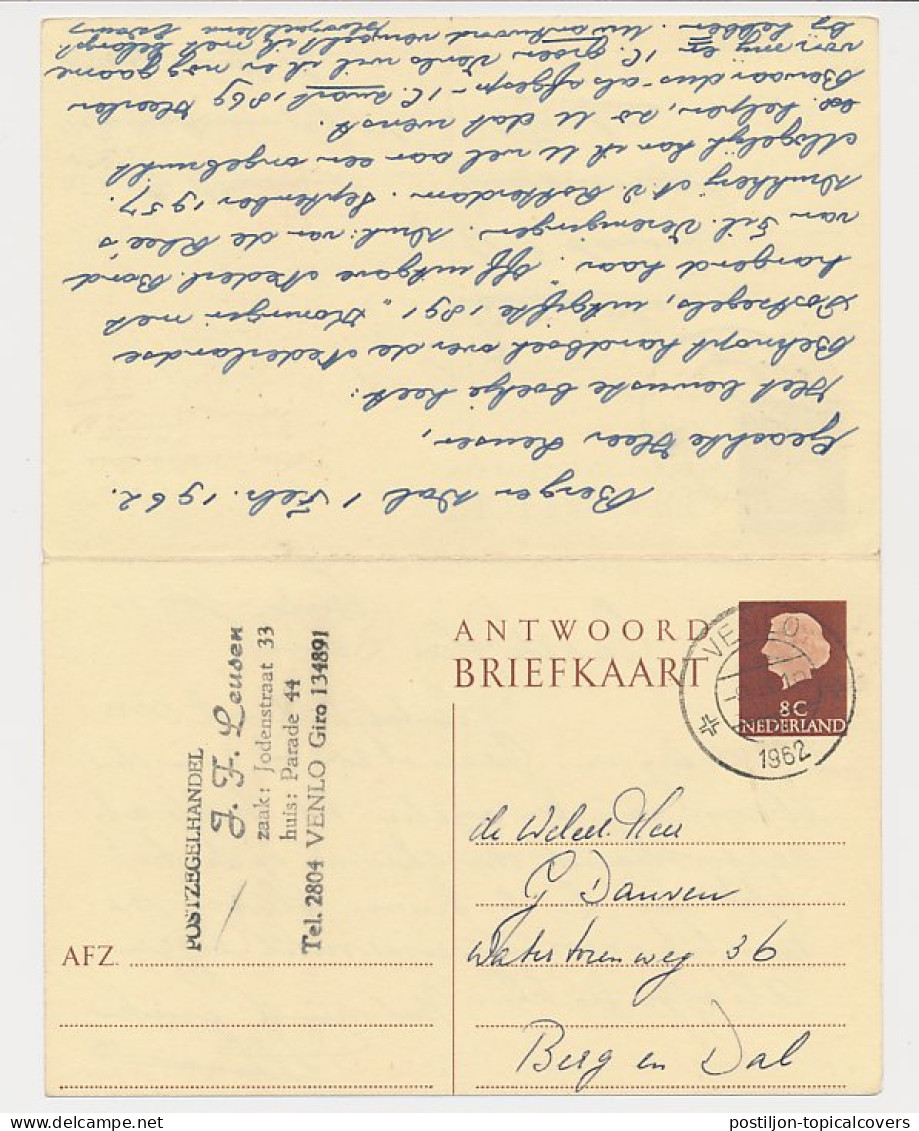 Briefkaart G. 326 Berg En Dal - Venlo 1962 V.v. - Entiers Postaux