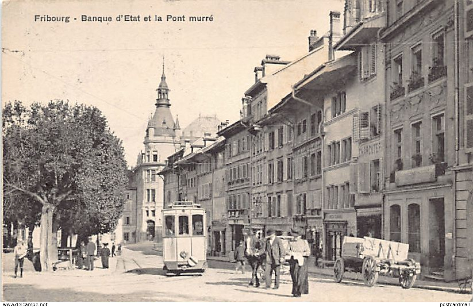 Suisse - Fribourg - Banque D'Etat - Pont Murré - Tramway - Ed. Louis Burgy 5027 - Fribourg