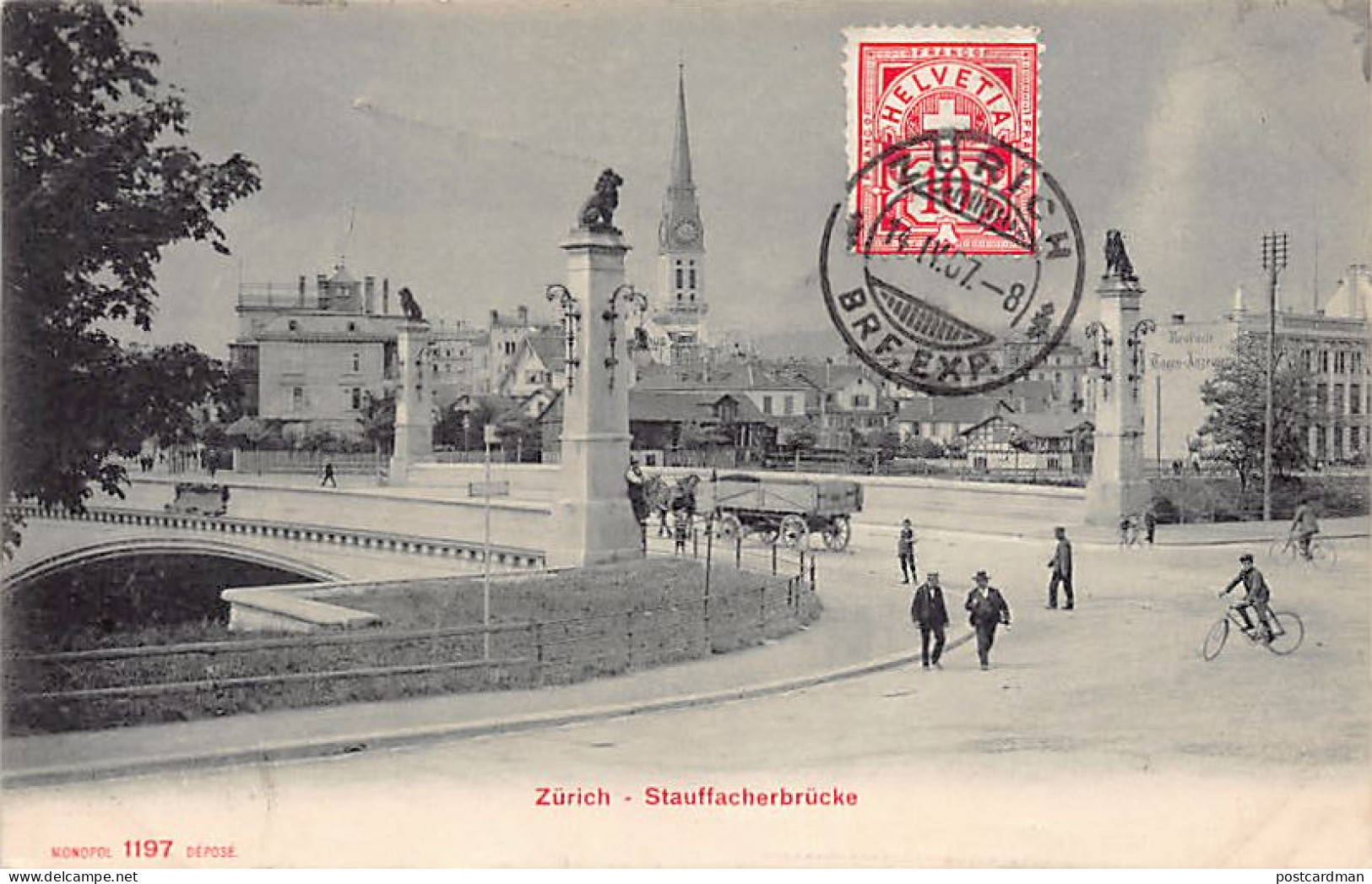 Schweiz - Zürich - Stauffacherbrücke - Pferdekutschen - Verlag Monopol 1197 - Zürich