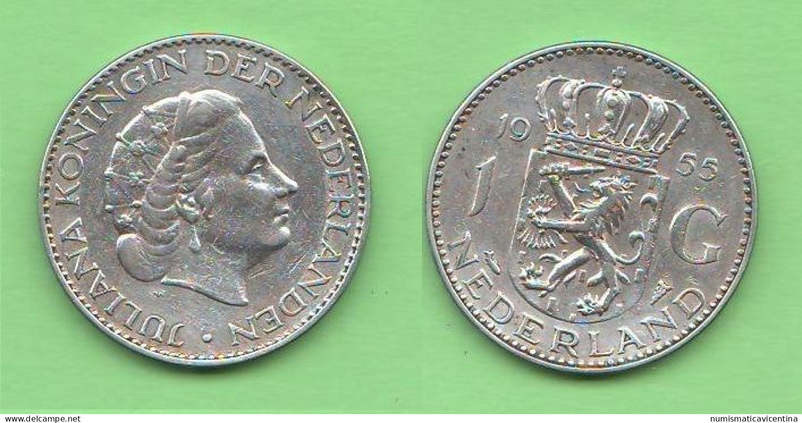 Nederland  1 Gulden 1955 Pays-Bas 1 Gulden Olanda Juliana Koningin Silver Coin   C 9 - 1948-1980 : Juliana