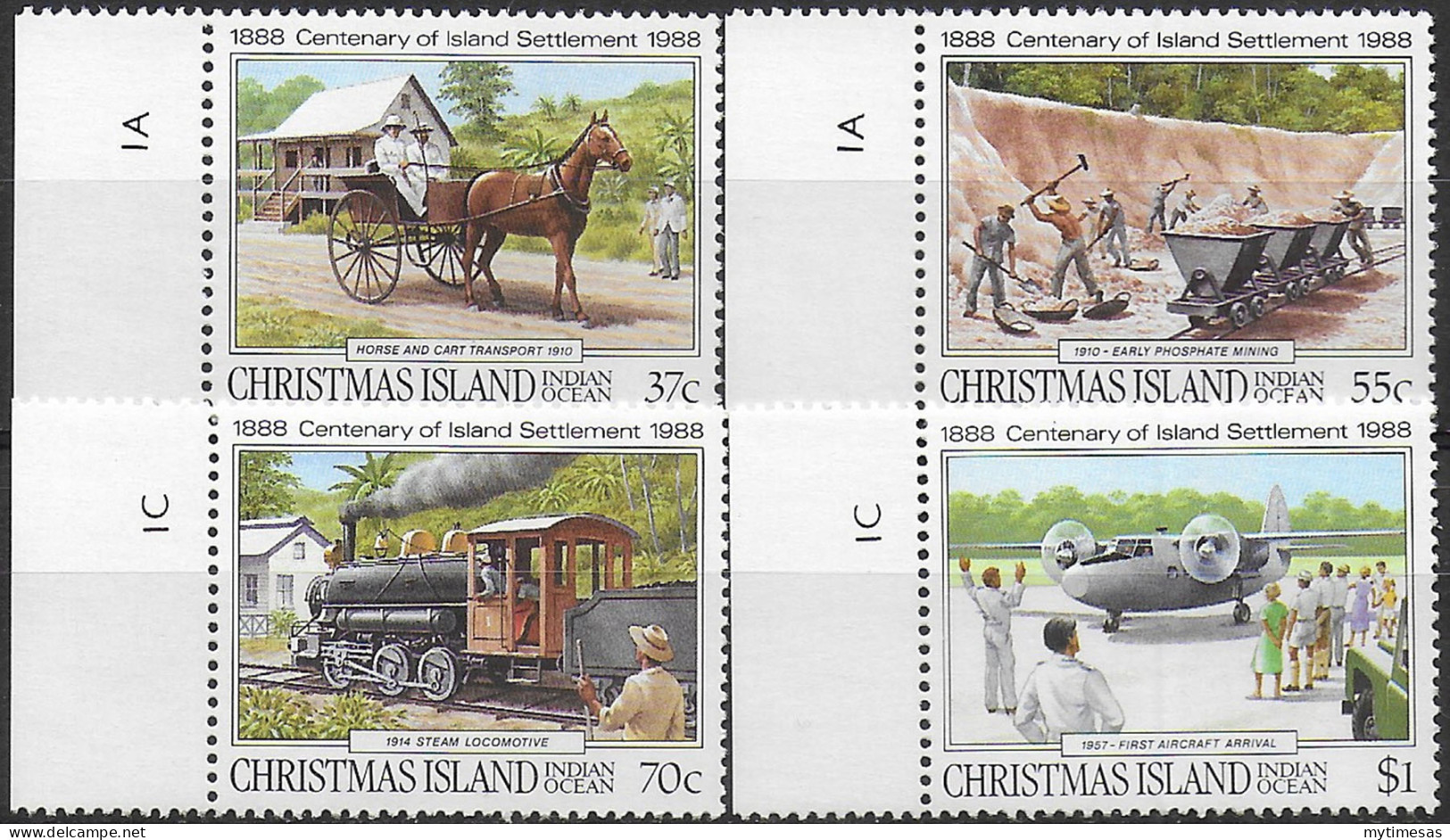 1988 Christmas Island Permanent Settlement 4v. MNH SG. N. 255/58 - Sonstige & Ohne Zuordnung