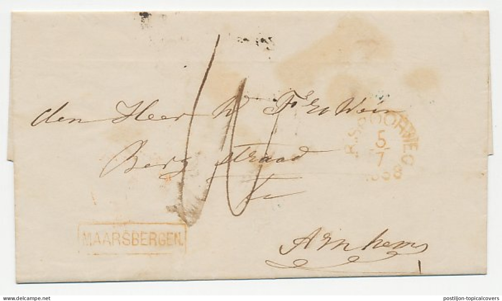 N.R. Spoorweg - Trein Haltestempel Maarsbergen - 1858 - Lettres & Documents