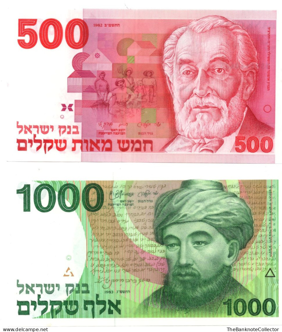 Israel 500-1000-5000-10000 Sheqalim 1982-1984 Set Of 4 UNC - Israel