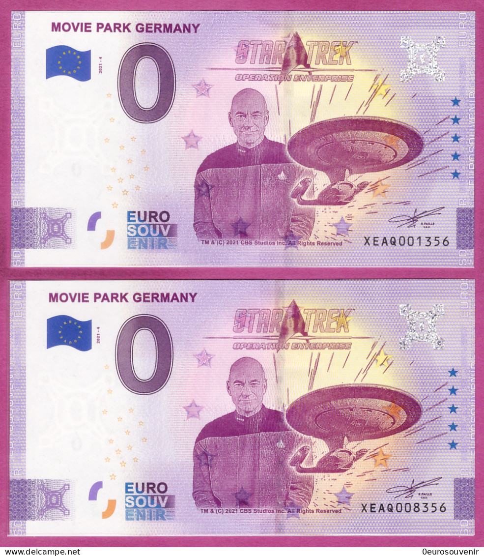 0-Euro XEAQ 2021-4 MOVIE PARK GERMANY - STAR TREK PICARD Set NORMAL+ANNIVERSARY - Private Proofs / Unofficial
