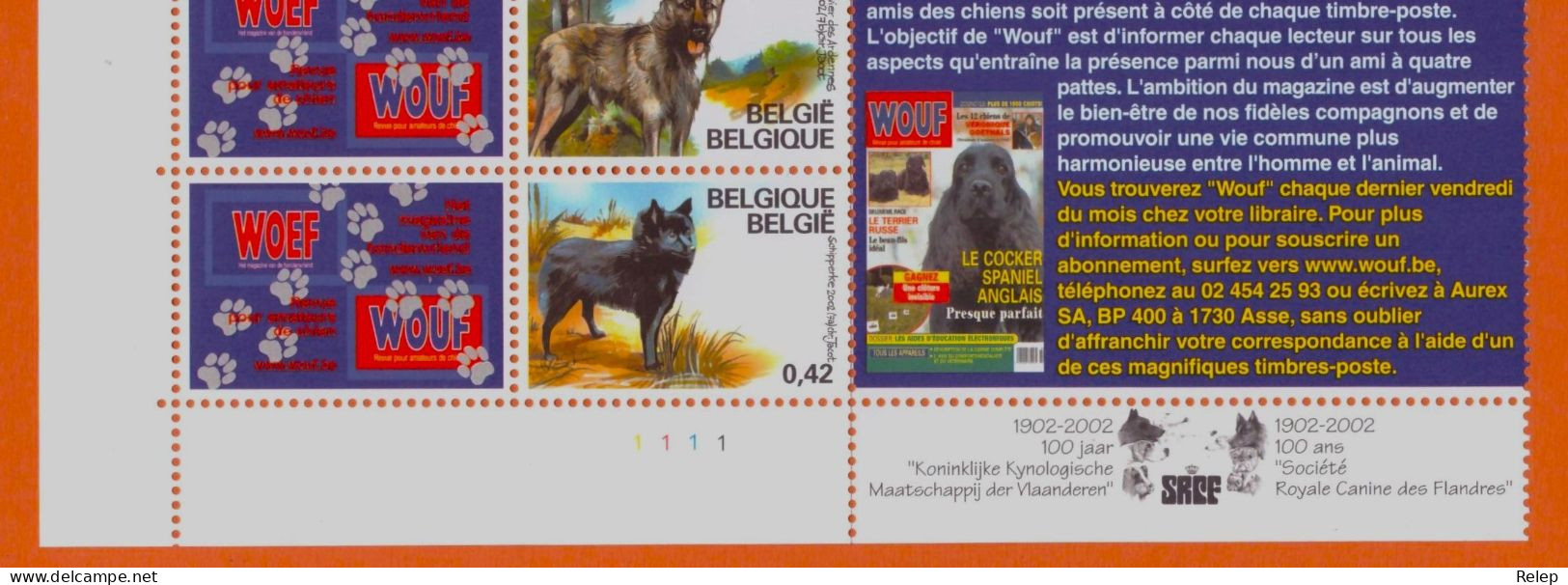 COB 3064/68  2002  *** Belgian Dogbreeds   - Feuillet 1 SERIE - MNH - - Unused Stamps