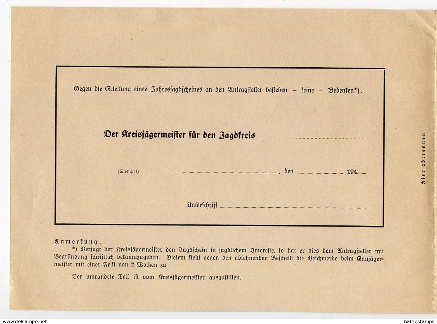 Germany 1941 Cover w/ Pamphlet & Hunting License Application; Berlin - Wild und Hund; 4pf. on 3pf. Meter