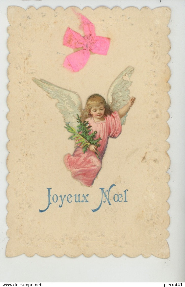 ENFANTS - ANGES - Jolie Carte Fantaisie Avec Découpis Fillette Ange Et Ruban Rose De "Joyeux Noël " - Other & Unclassified