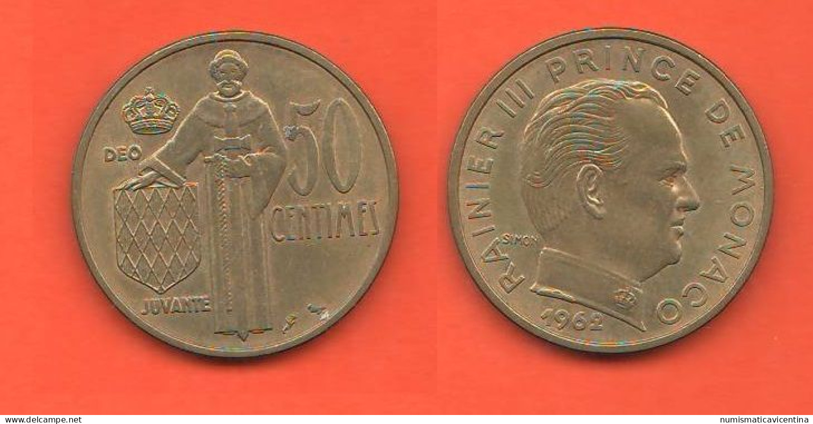 Monaco Principate 50 Centimes 1962 Bronze Typological Coin   C 8 - 1960-2001 Nouveaux Francs