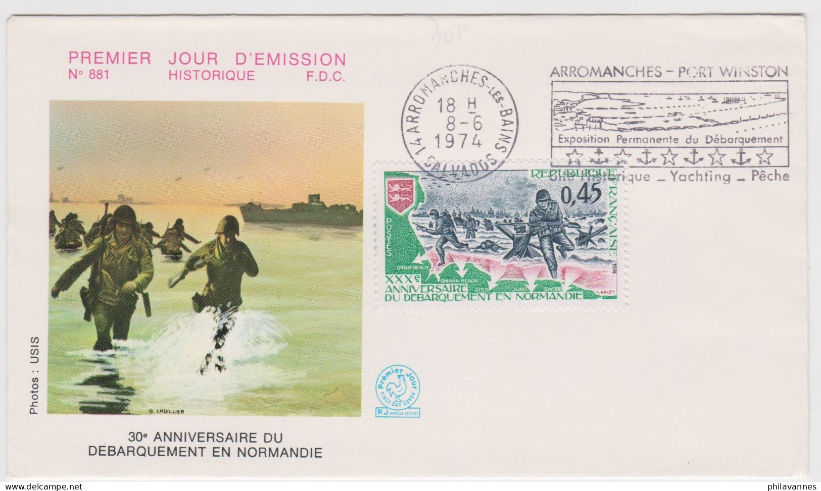 Arromanches, 1974, N° 1799, Débarquement En Normandie( SN24/79/10.2) - 1970-1979