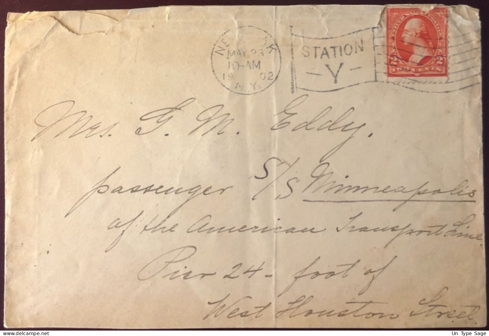 Etats-Unis, Divers Sur Enveloppe De New-York 23.5.1902 - Flamme Drapeaux STATION Y - (B2730) - Postal History