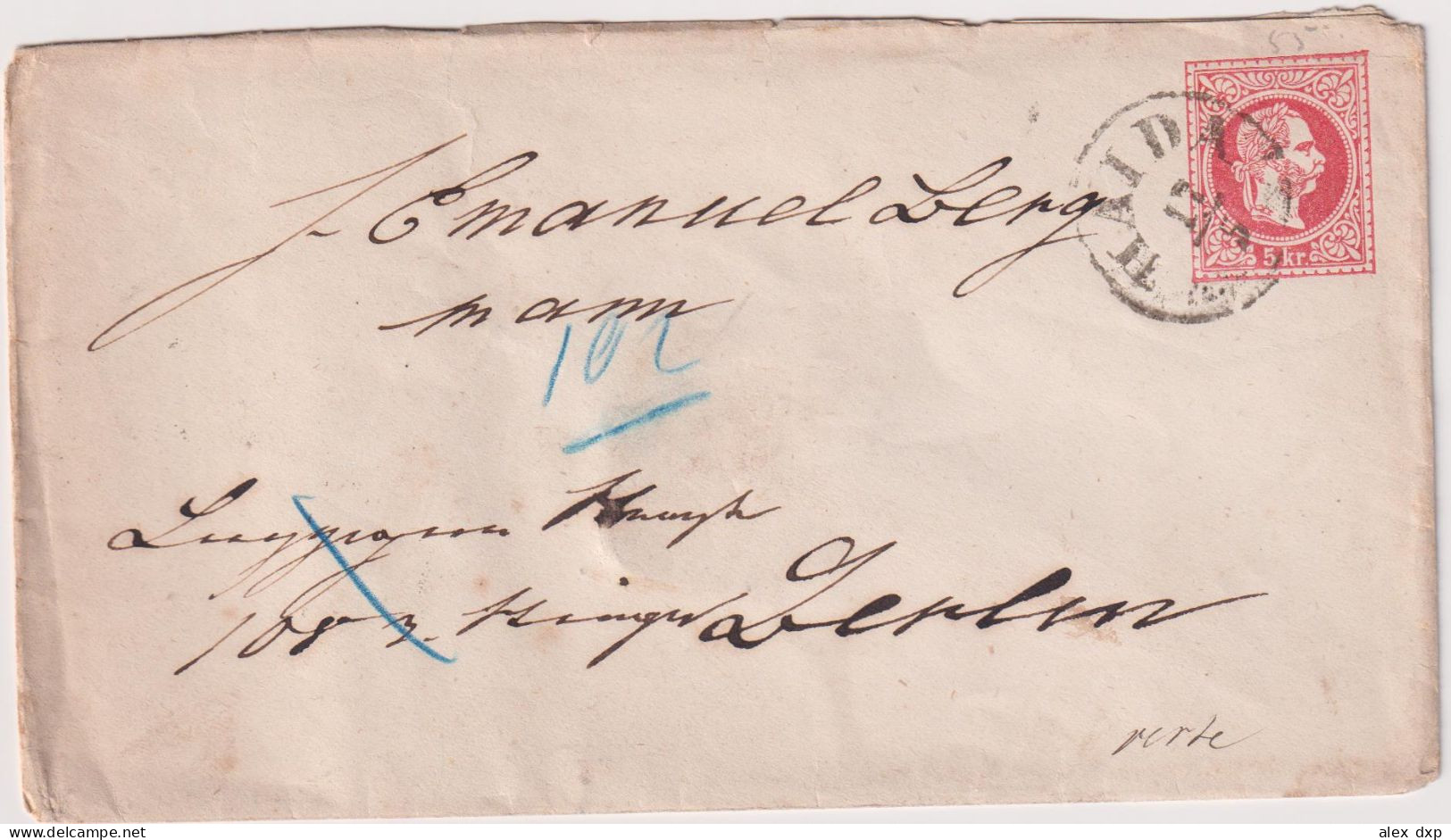 * AUSTRIA (EMPIRE) > 1870 POSTAL HISTORY > STATIONARY COVER FROM HAIDA TO BERLIN, GERMANY - Storia Postale