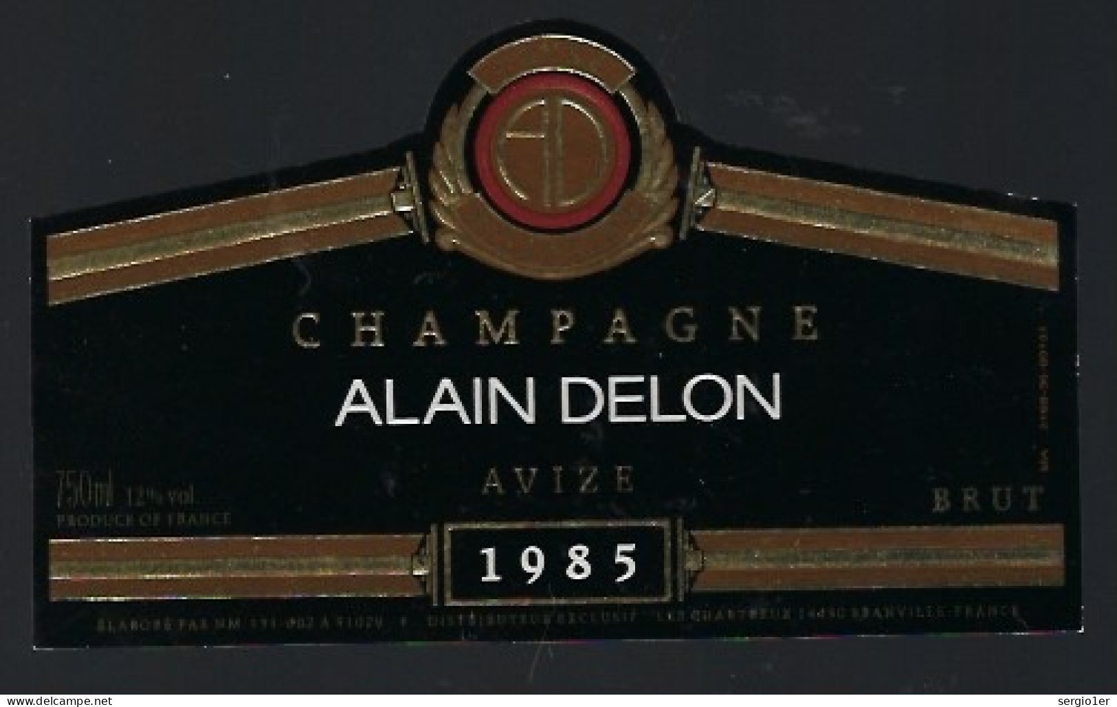 Etiquette Champagne  Brut Millesime 1985  Alain Delon  Avize Marne 51 - Champagner