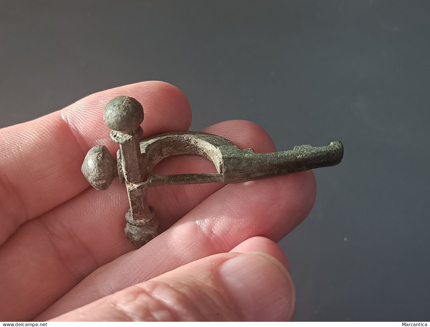 Roman Bronze Onion Button-crossbow Fibula - Archeologia