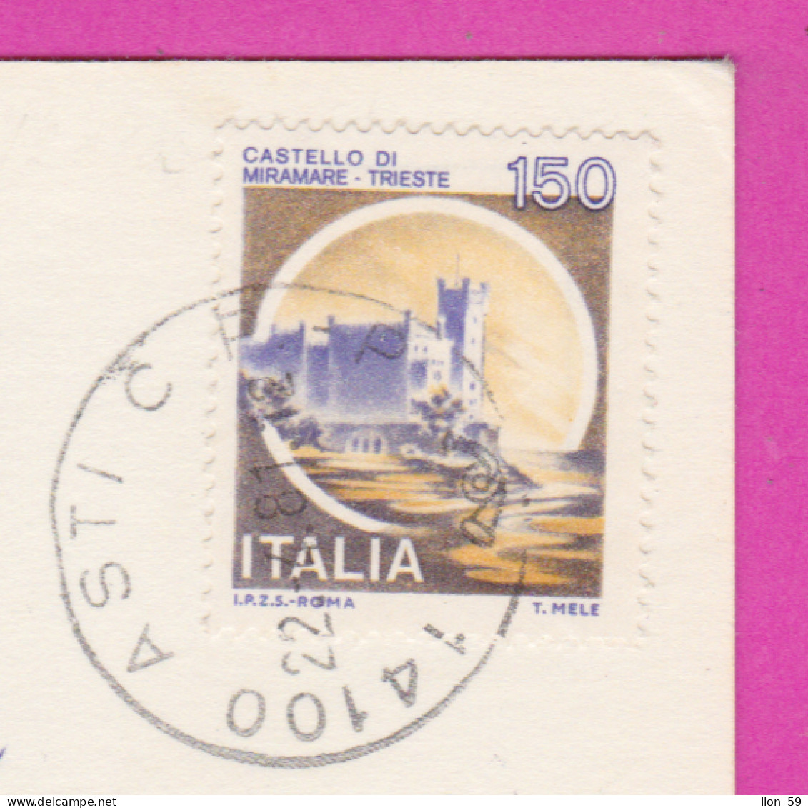 293838 / Italy - Riviera Dei Fiori - SANREMO Coat Of Arms City PC 1981 Asti USED - 150 L Castello Di Miramare Trieste - 1981-90: Marcophilie