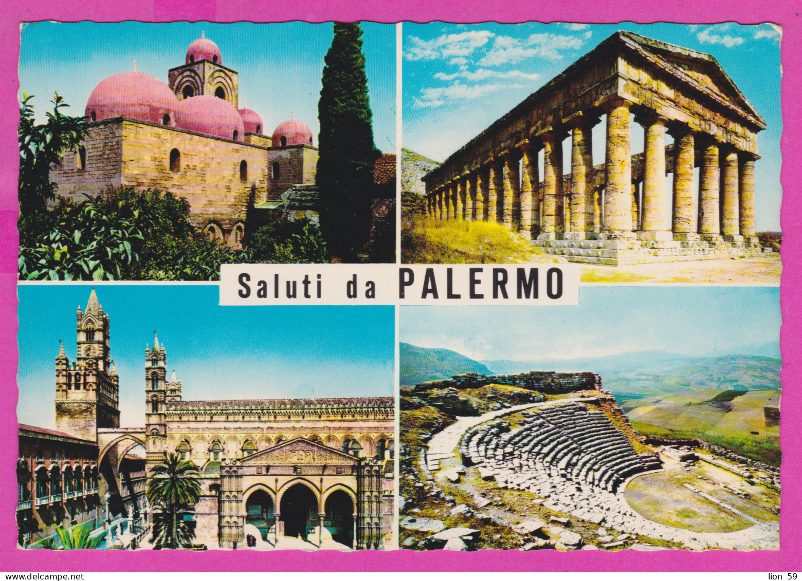 293839 / Italy - Saluti Da PALERMO Cattedrale Tempio Di Segesta PC 1981 USED - 150 L Castello Di Miramare Trieste - 1981-90: Marcophilie