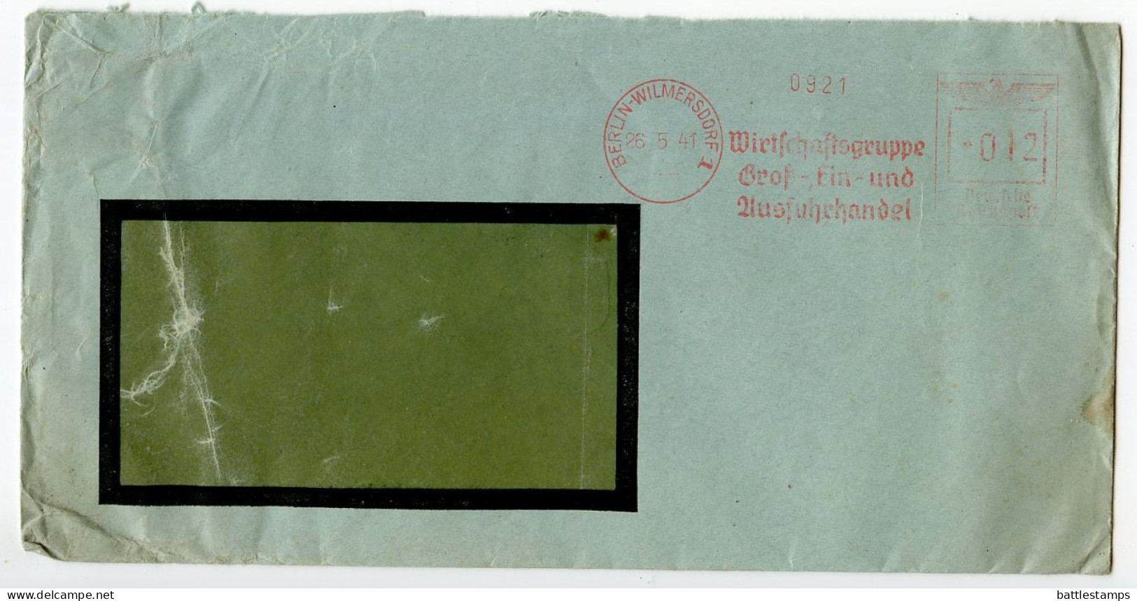 Germany 1941 Cover & Letter; Berlin-Wilmersdorf - Wirtschaftsgruppe Groß, Ein- Und Ausfuhrhandel; 12pf. Meter W/ Slogan - Machines à Affranchir (EMA)