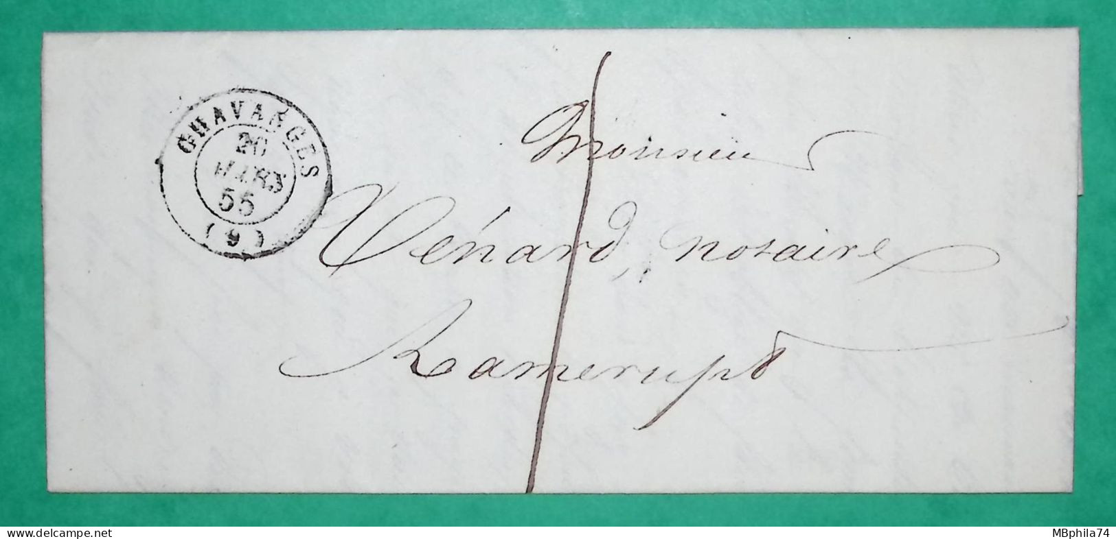 CAD TYPE 15 CHAVANGES AUBE CORRESPONDANCE LOCALE TAXE 1 POUR RAMERUPT 1855 LETTRE COVER FRANCE - 1849-1876: Période Classique